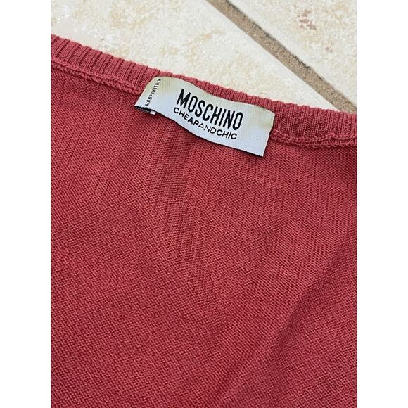 Moschino Cheap & Chic Wool Velvet Bow Motif Camisole Blouse Pink Size 8 READ - Picture 7 of 12